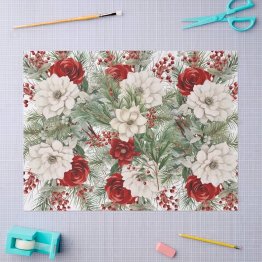 kerst bloemetjes Decoupage tissuepapier (Craft)