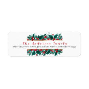 Kerst Bloemig Elegant Eenvoudig Retouradres Etiket