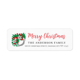 Kerst Bloemig Elegant Eenvoudig Retouradres Etiket
