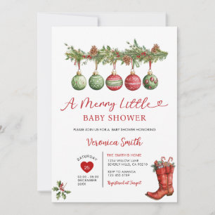 Kerst Bloemige Ballen Baby Shower Kaart