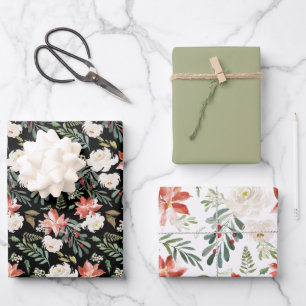 Kerst Bloemmotief Verpakkingscoördinatie Inpakpapier Vel