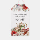 Kerst Bloemrijke Afternoon Tea Party Bedankt Cadeaulabel (Achterkant)
