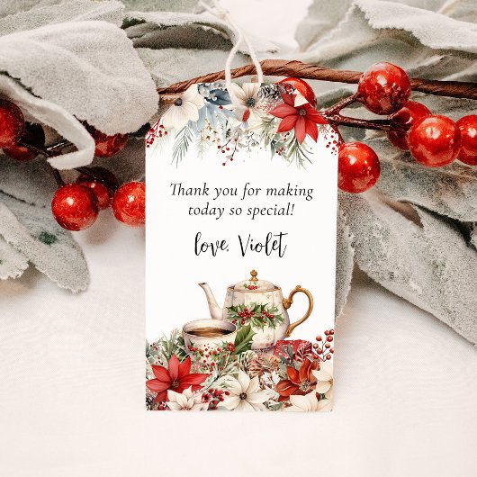 Kerst Bloemrijke Afternoon Tea Party Bedankt Cadeaulabel