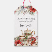 Kerst Bloemstuk Afternoon Tea Party Bedankt Cadeaulabel (Voorkant)