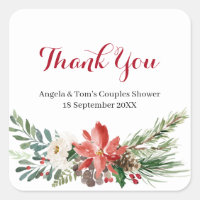 Kerst Bloemstuk Koppel Shower Bedankt Sticker