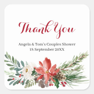 Kerst Bloemstuk Koppel Shower Bedankt Sticker