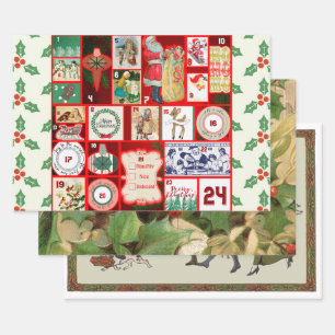 Kerst blok illustratie vierkanten inpakpapier vel
