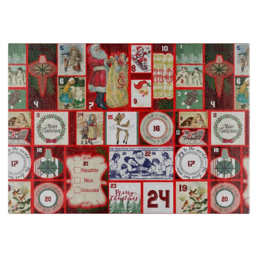 Kerst blok illustratie vierkanten snijplank (Voorkant)