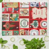 Kerst blok illustratie vierkanten theedoek (Gevouwen)