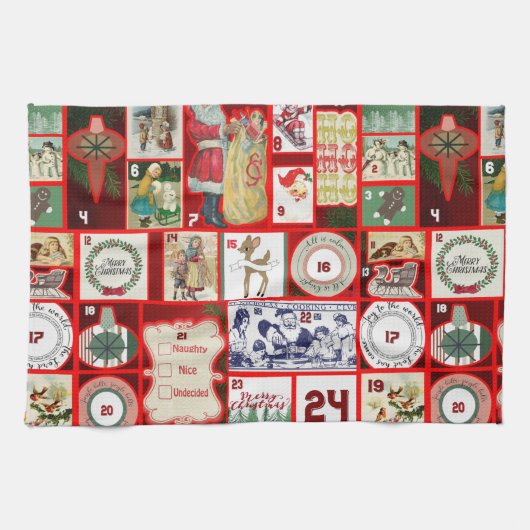 Kerst blok illustratie vierkanten theedoek (Horizontaal)