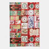 Kerst blok illustratie vierkanten theedoek (Verticaal)