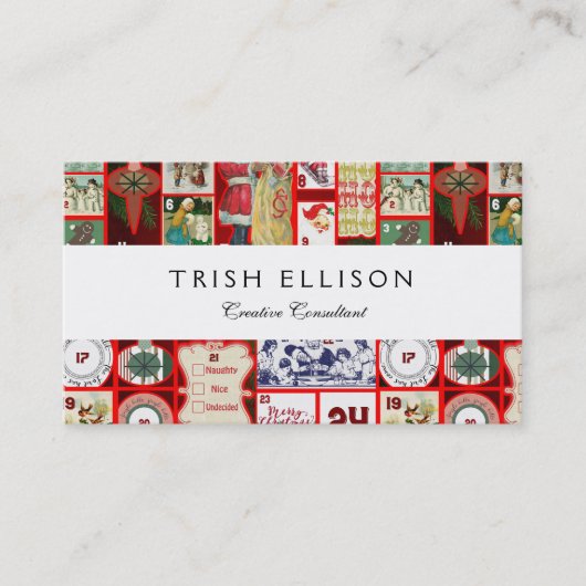 Kerst blok illustratie vierkanten visitekaartje (Voorkant)