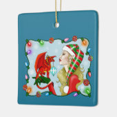 Kerst Blonde Elf Red Dragon Fantasy Keramisch Ornament (Links)