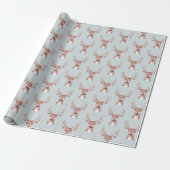 Kerst Blue Deer Sneeuw Cadeaupapier (Uitgerold)