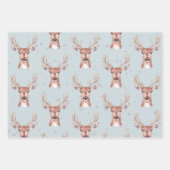 Kerst Blue Deer Sneeuw Inpakpapier Vel (Voorkant)