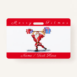 Kerst Bodybuilder Santa Personaliseer Naam Badge