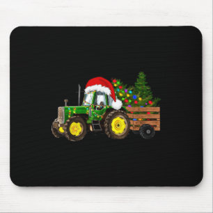Kerst Boerderij Tractor Tree Lights Santa Hat Xmas Muismat