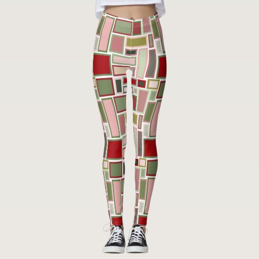 Kerst Boho rechthoeken Leggings (Voorkant)