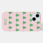 Kerst Bord Roze en Groene Bomen Monogram Case-Mate iPhone Case (Achterkant (horizontaal))