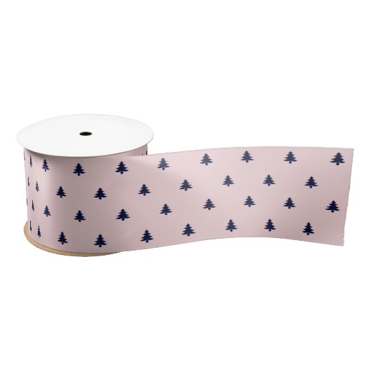 Kerst Bord Roze en Navy Blue kerstbomen Lint (Spoel)