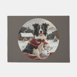 Kerst Border Collie Dog Snowman Deurmat