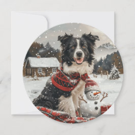 Kerst Border Collie Dog Snowman Feestdagenkaart