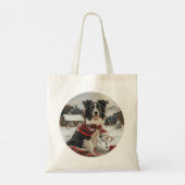 Kerst Border Collie Dog Snowman Tote Bag (Achterkant)