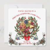 Kerst Borrelplank en Wijn Feest Uitnodiging (Voorkant)