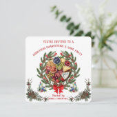 Kerst Borrelplank en Wijn Feest Uitnodiging (Staand voorkant)