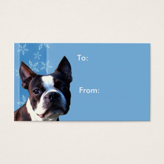 Kerst Boston terrier cadeau labels Visitekaartje (Voorkant)
