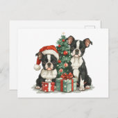 Kerst Boston Terrier Honden Briefkaart (Voorkant / Achterkant)