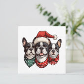 Kerst Boston Terrier Honden Feestdagenkaart (Staand voorkant)