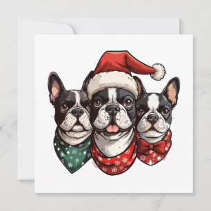 Kerst Boston Terrier Honden Feestdagenkaart