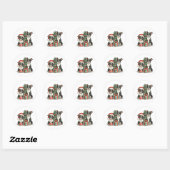 Kerst Boston Terrier Honden Ronde Sticker (Vel)