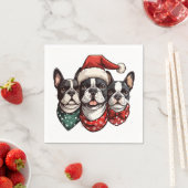 Kerst Boston Terrier Honden Servet (Insitu)