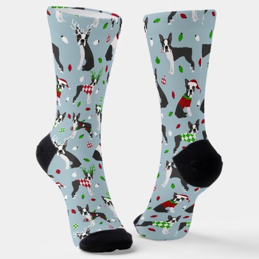 Kerst Boston Terrier Socks Sokken (Gebogen)