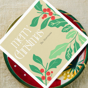 Kerst Botanicals Holly Leaves and Berries Servet