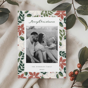 Kerst Botanicals Tweezijdige Familiefoto Feestdagenkaart