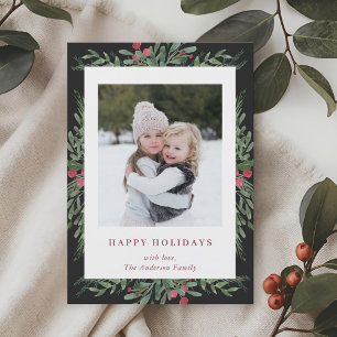 Kerst Botanicals Vakantie Fotokaart Feestdagenkaart