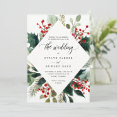 Kerst Botanische bruiloft Kaart (Staand voorkant)