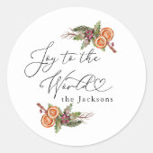 Kerst Botanische Cadeaupapier Ronde Sticker (Voorkant)