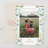 Kerst Botanische en bloemengroene fotokaart Kaart (Voorkant / Achterkant)