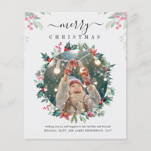 Kerst Botanische Foto Feestdagen Groeten Kaart (Voorkant)
