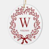 Kerst Botanische Krans Monogram Foto Keramisch Ornament (Links)