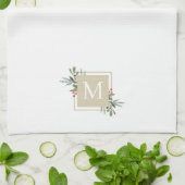 Kerst Botanische Monogram Theedoek (Gevouwen)