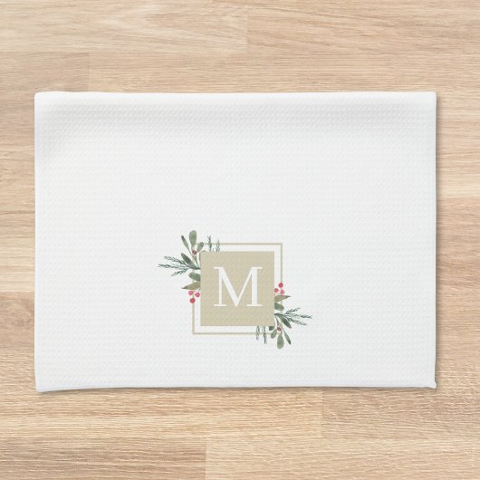 Kerst Botanische Monogram Theedoek