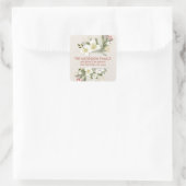 Kerst Botanische Waterverf retouradres Vierkante Sticker (Tas)