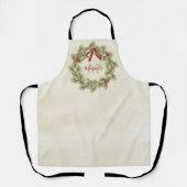 Kerst - Botanische witte rode monogram Schort (Voorkant)