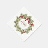 Kerst - Botanische witte rode monogram Servet (Hoek)