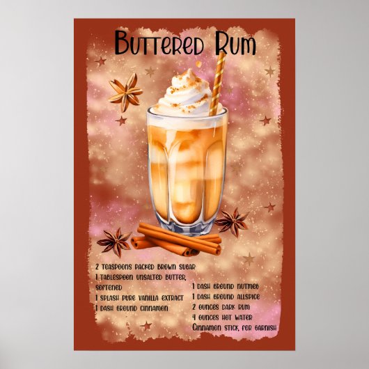 Kerst boter rum recept kerst poster (Voorkant)